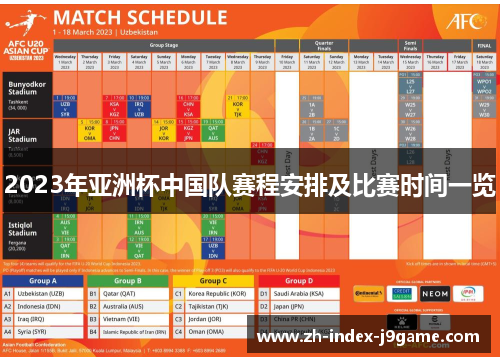 2023年亚洲杯中国队赛程安排及比赛时间一览